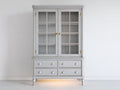 Vitrine - Bois-Verre - 115 x 45 x 190 cm - Blanc vieilli - Style campagne