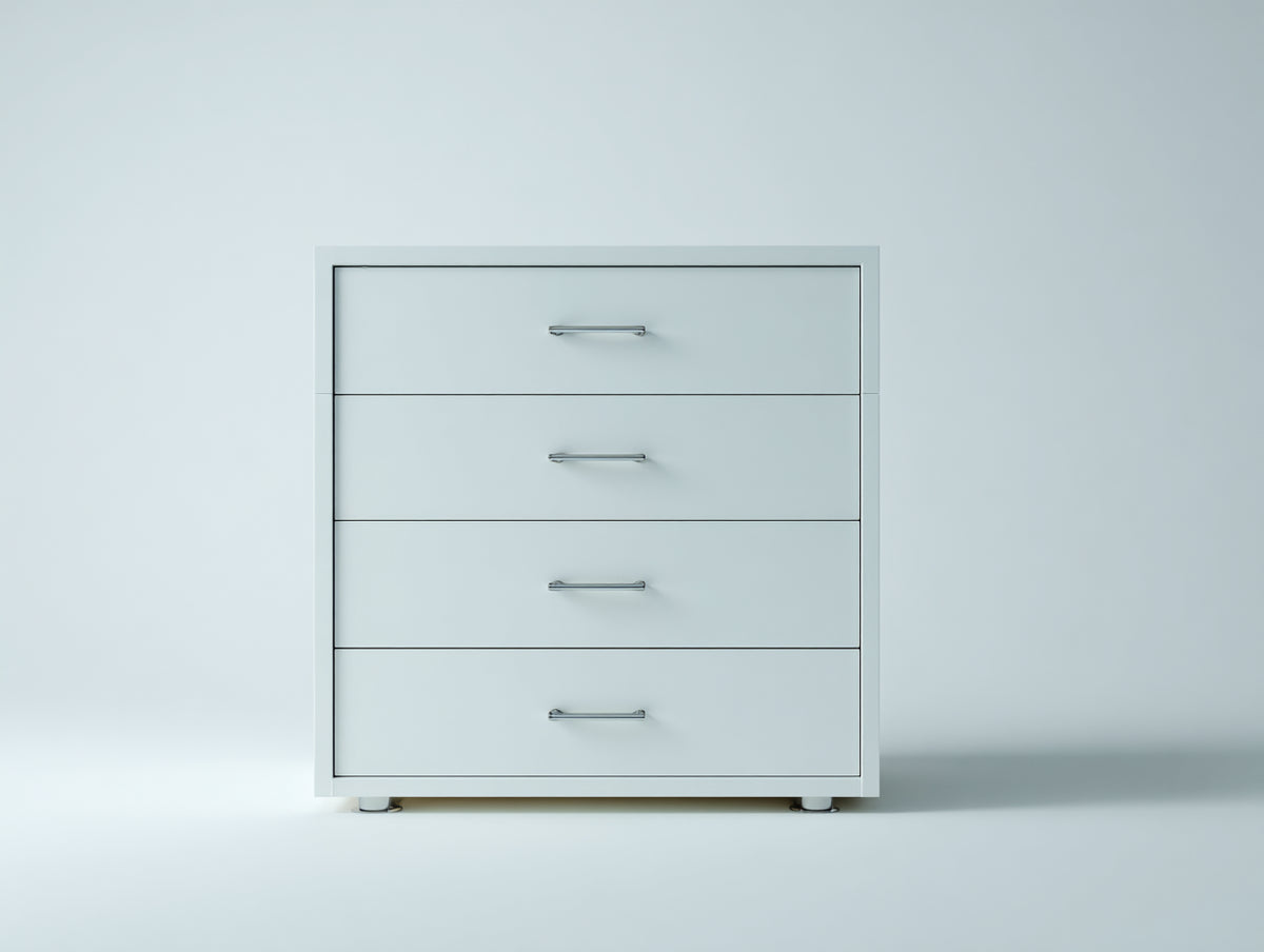 Commode - Bois-Métal - 90 x 42 x 95 cm - Blanc - Style moderne