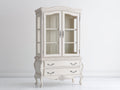 Vitrine - Bois-Verre - 110 x 45 x 195 cm - Blanc cassé - Style baroque