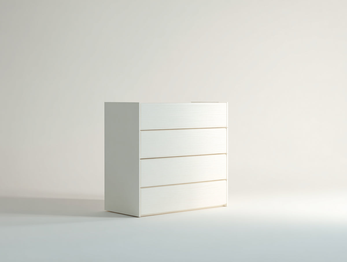Commode haute - Bois - 80 x 40 x 105 cm - Blanc - Style minimaliste