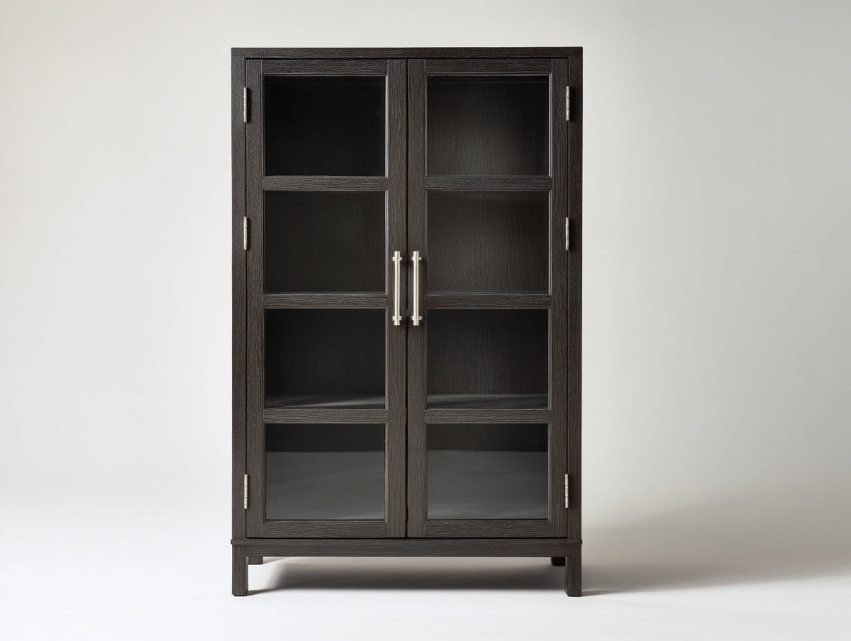 Vitrine - Bois-Verre - 100 x 43 x 180 cm - Brun foncé - Style moderne