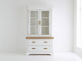 Vitrine - Bois-Verre - 100 x 44 x 185 cm - Blanc-Bois naturel - Style campagne