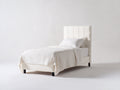 Lit simple - Tissu - 205 x 100 x 125 cm - Blanc cassé-Noir - Style contemporain