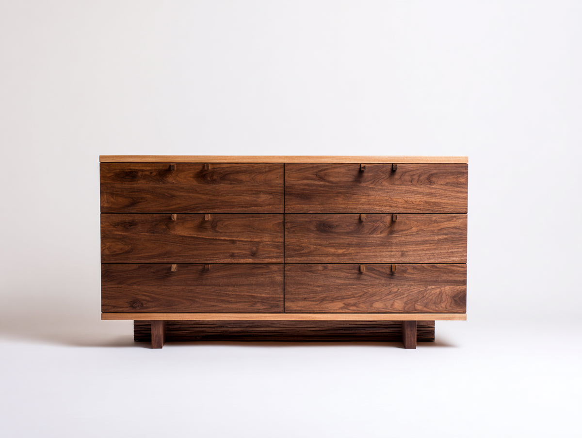Commode - Bois - 150 x 45 x 78 cm - Brun noyer - Style contemporain