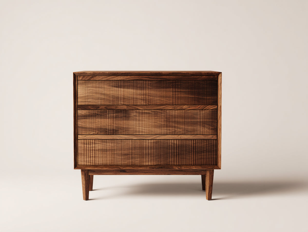 Commode - Bois - 100 x 44 x 88 cm - Brun noyer - Style rétro