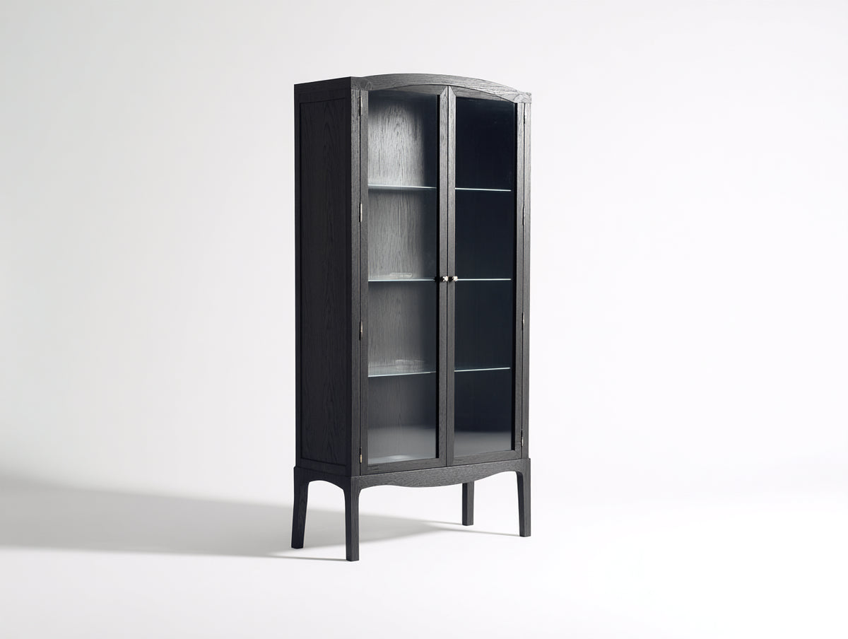 Vitrine - Bois-Verre - 90 x 40 x 185 cm - Gris anthracite - Style contemporain