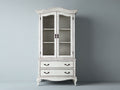 Vitrine - Bois-Verre - 100 x 44 x 190 cm - Blanc vieilli - Style campagne
