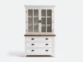 Vitrine - Bois-Verre - 110 x 45 x 190 cm - Blanc-Bois naturel - Style campagne