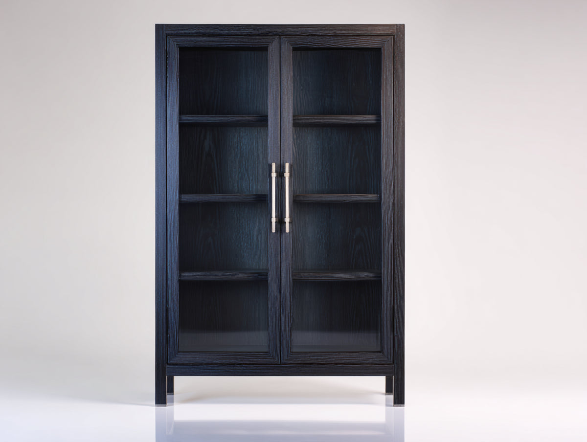Vitrine - Bois-Verre - 95 x 42 x 175 cm - Bleu marine - Style moderne