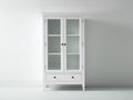 Vitrine - Bois-Verre - 90 x 40 x 180 cm - Blanc - Style contemporain