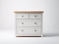 Commode - Bois - 95 x 42 x 90 cm - Blanc-Bois naturel - Style campagne