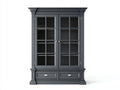 Vitrine - Bois-Verre - 115 x 45 x 195 cm - Gris anthracite - Style classique