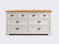 Commode - Bois - 140 x 45 x 85 cm - Blanc-Bois naturel - Style classique