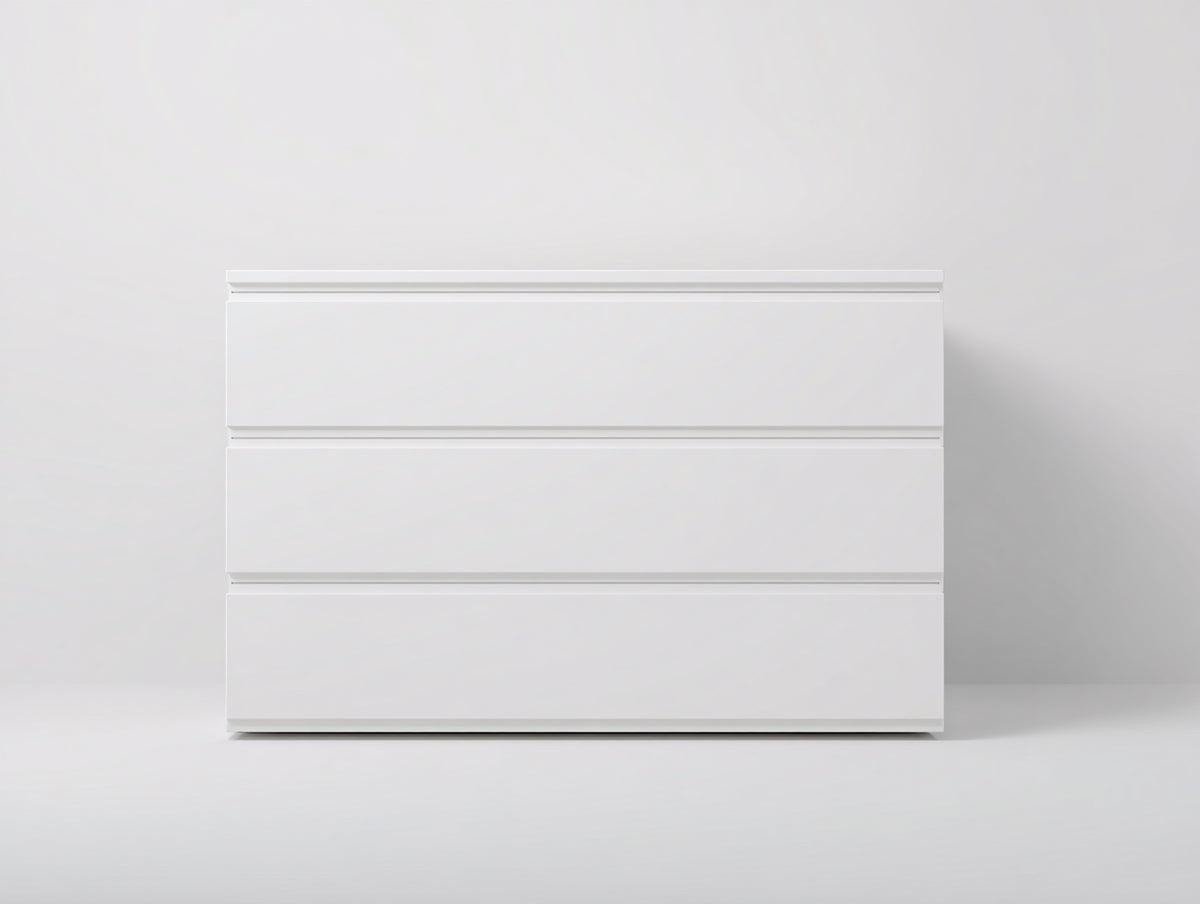 Commode - Bois - 120 x 45 x 85 cm - Blanc - Style minimaliste