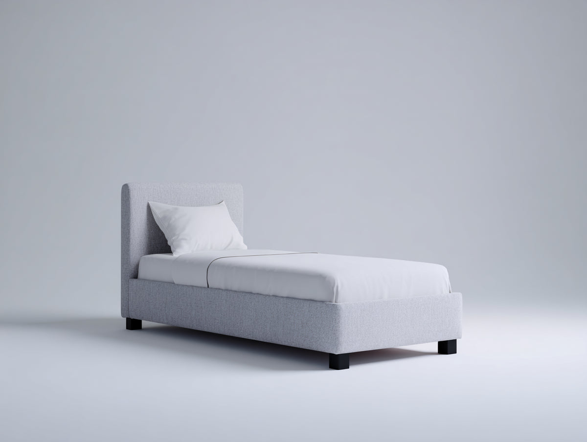 Lit simple - Tissu - 205 x 100 x 110 cm - Gris clair-Noir - Style moderne