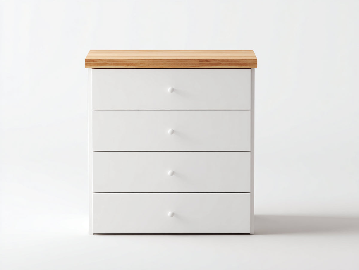 Commode - Bois - 85 x 42 x 105 cm - Blanc-Bois naturel - Style contemporain