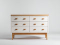 Commode - Bois - 135 x 45 x 85 cm - Blanc-Bois naturel - Style scandinave
