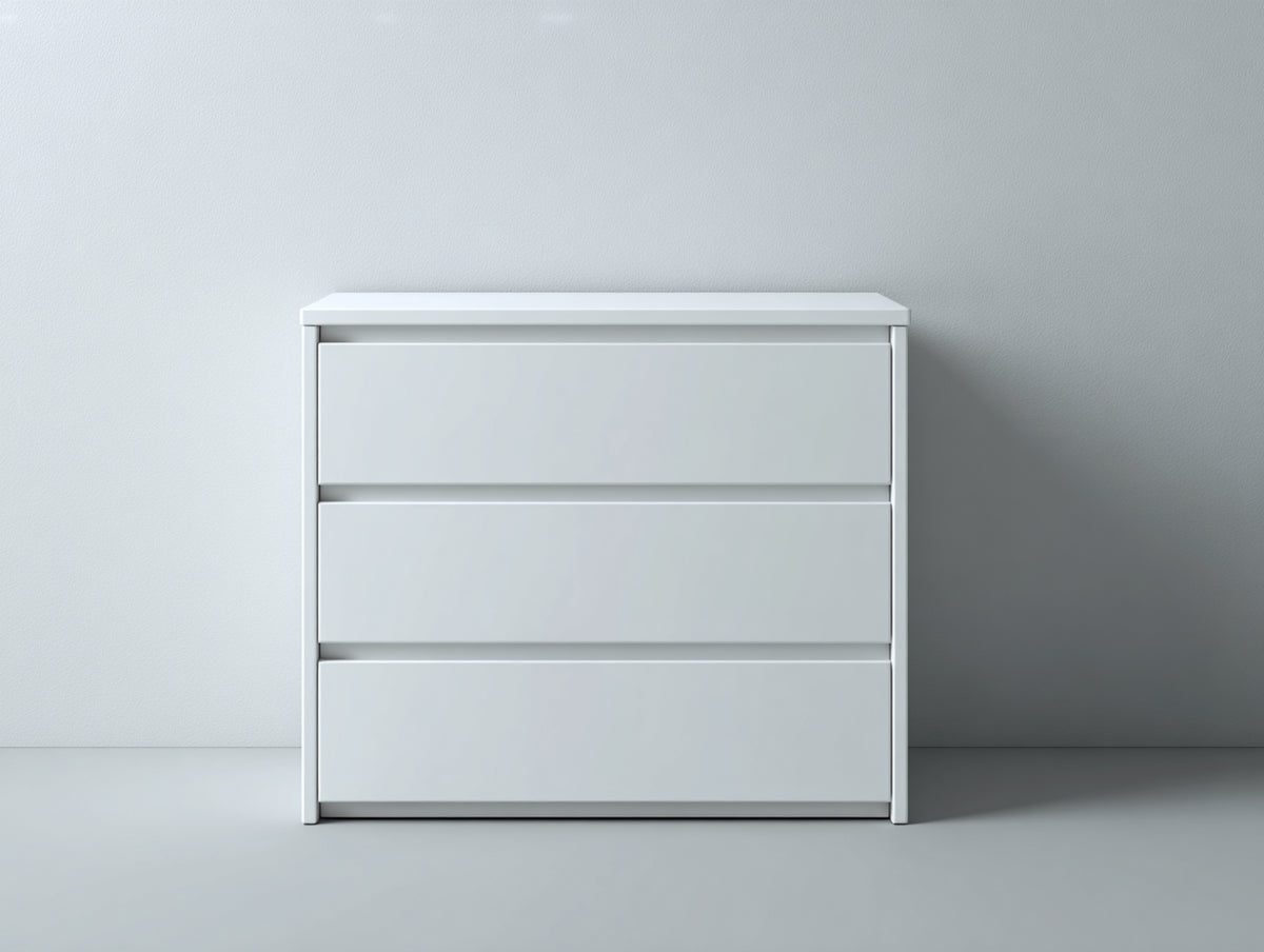 Commode - Bois - 85 x 40 x 88 cm - Blanc - Style contemporain