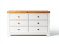 Commode - Bois - 120 x 45 x 85 cm - Blanc-Bois naturel - Style classique