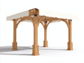 Tonnelle de jardin - Bois-Tissu - 330 x 300 x 255 cm - Bois naturel-Blanc - Classique