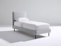 Lit simple - Tissu-Métal - 205 x 100 x 115 cm - Gris clair-Noir - Style moderne