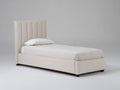Lit simple - Revêtement rembourré - 205 x 105 x 120 cm - Blanc cassé-Noir - Style moderne