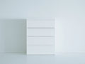 Commode haute - Bois - 85 x 40 x 110 cm - Blanc - Style contemporain