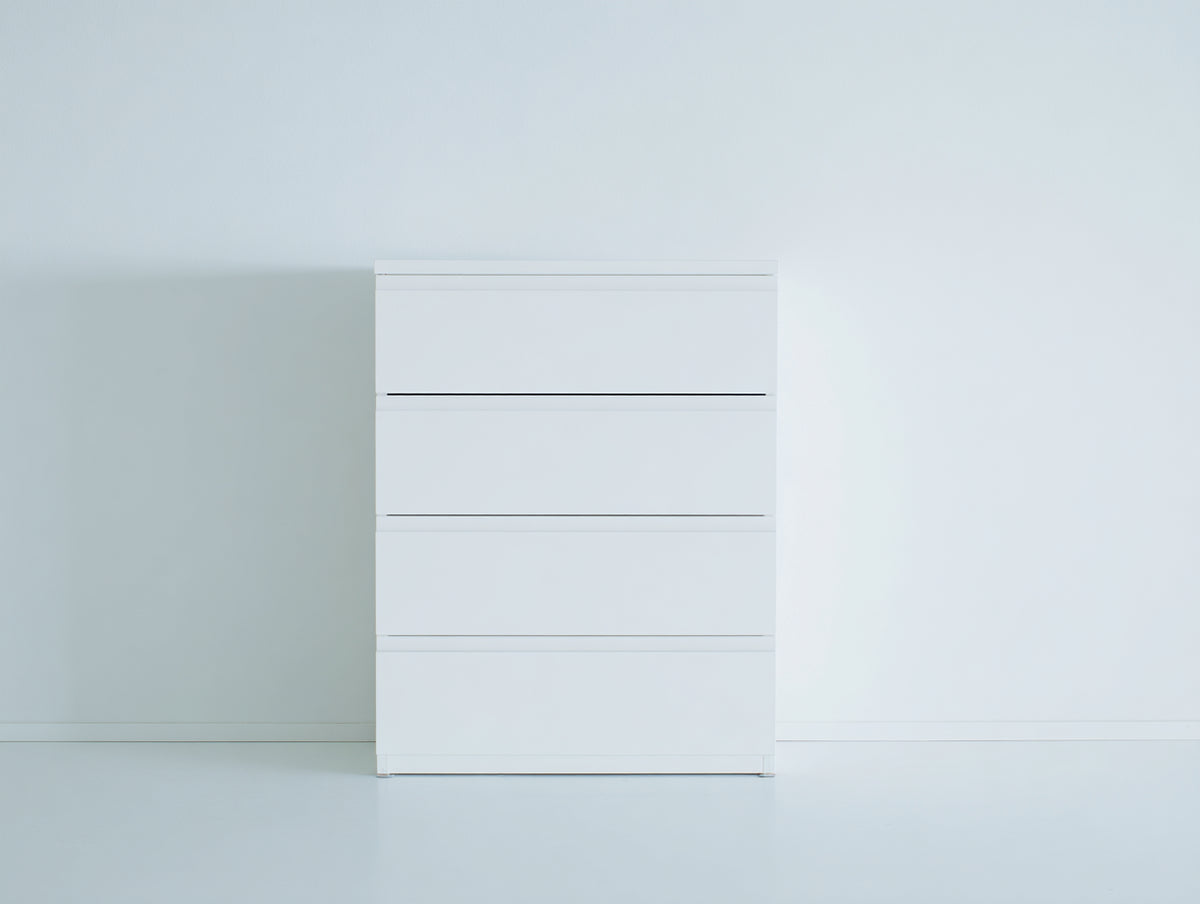 Commode haute - Bois - 85 x 40 x 110 cm - Blanc - Style contemporain