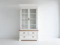 Vitrine - Bois-Verre - 105 x 45 x 190 cm - Blanc-Bois naturel - Style classique