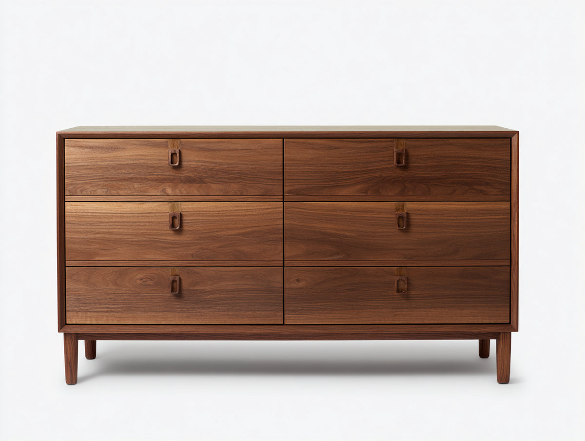 Commode - Bois - 140 x 45 x 80 cm - Brun noyer - Style contemporain