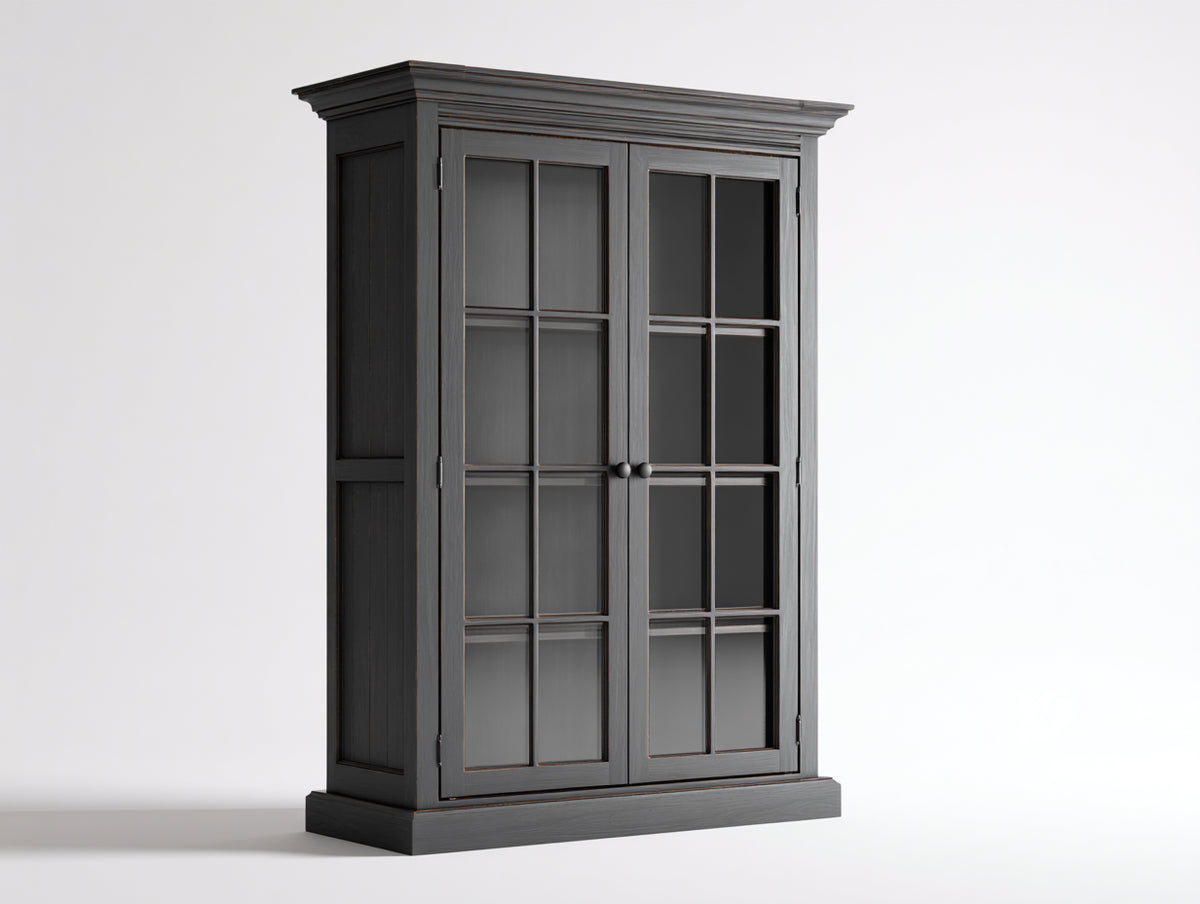 Vitrine - Bois-Verre - 105 x 43 x 185 cm - Gris anthracite - Style classique