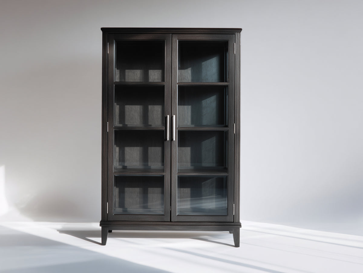 Vitrine - Bois-Verre - 95 x 42 x 175 cm - Brun foncé - Style contemporain