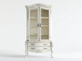 Vitrine - Bois-Verre - 100 x 42 x 190 cm - Ivoire - Style Louis XV