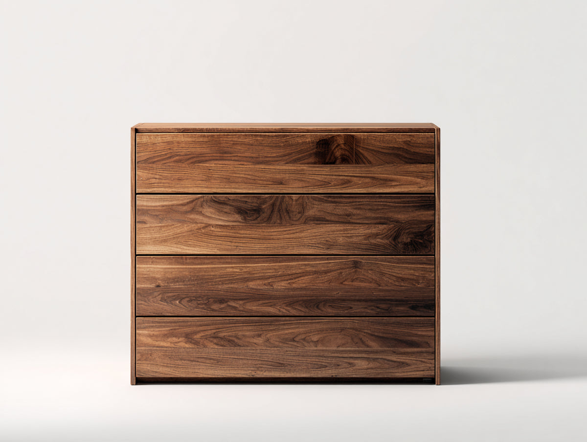 Commode - Bois - 95 x 45 x 95 cm - Brun noyer - Style minimaliste